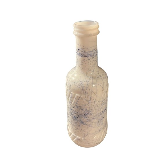 Other - Vintage Hazel Atlas Mid Century Modern Milk Glass Blue Spaghetti String Bottle